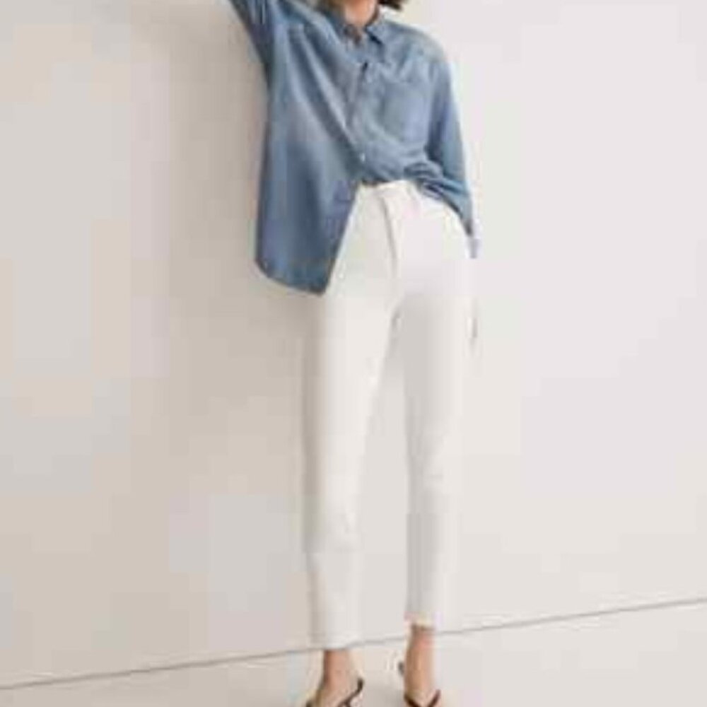 Madewell Stovepipe Jeans White Skinny Sz 26P Summer Resortwear Weekend